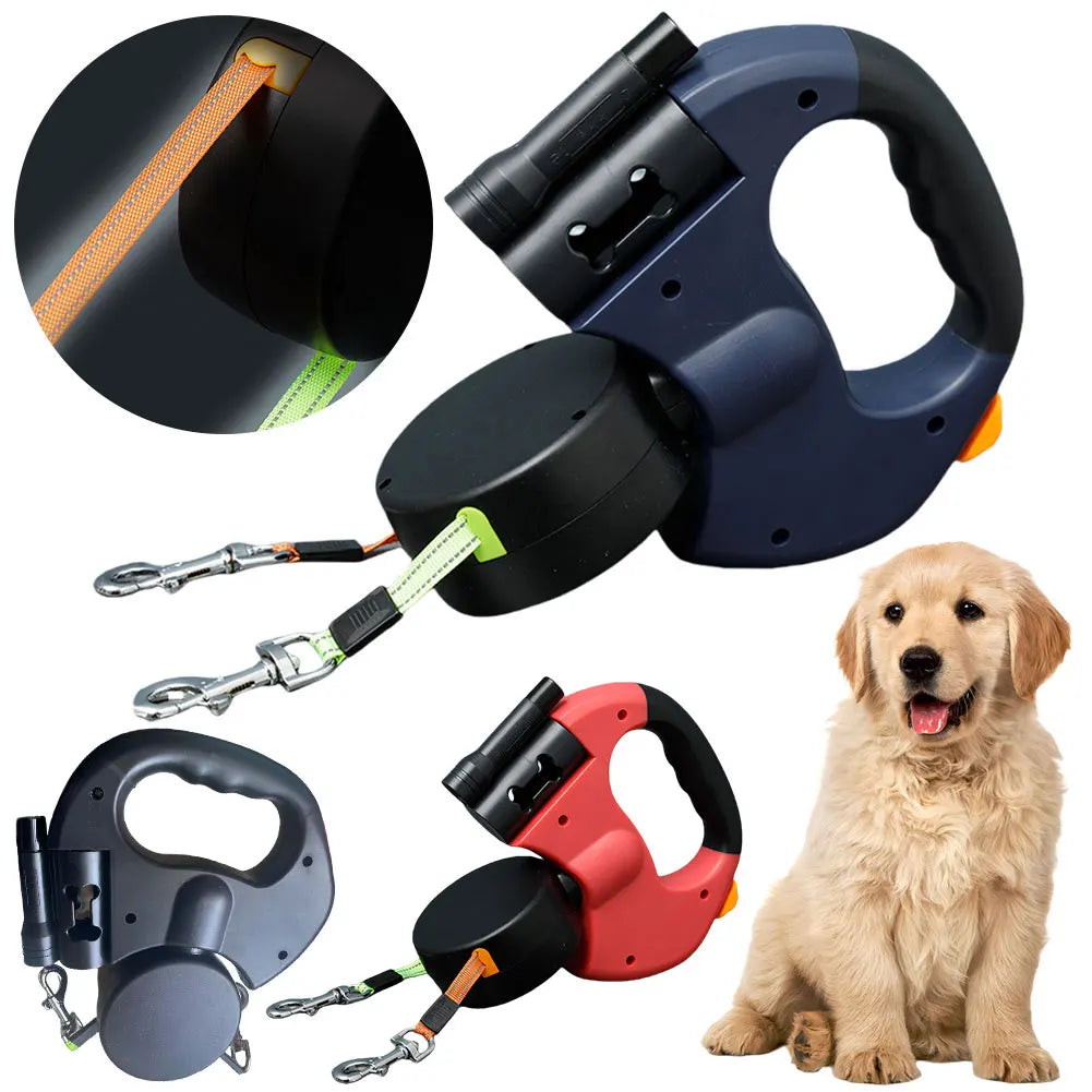 Furvana's Double Headed 360 Degree Swivel Dual Dog Leash with LED flashlight!